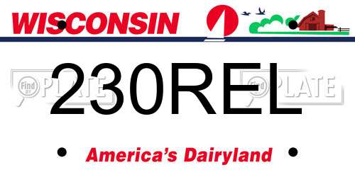 230REL Wisconsin License Plate