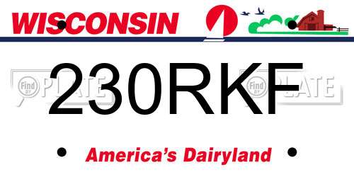 230RKF Wisconsin License Plate