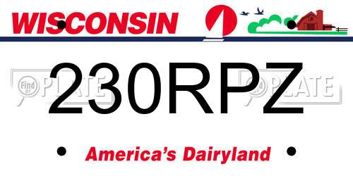 230RPZ Wisconsin License Plate