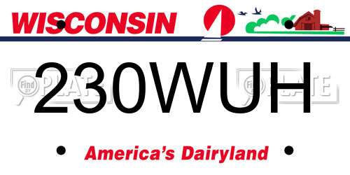 230WUH Wisconsin License Plate
