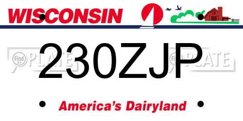 230ZJP Wisconsin License Plate