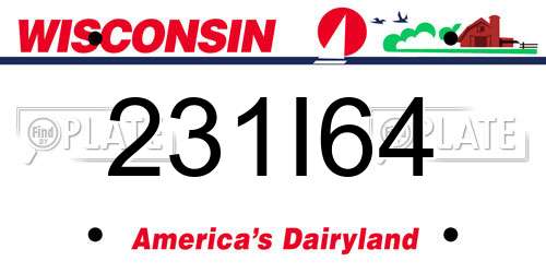 231I64 Wisconsin License Plate