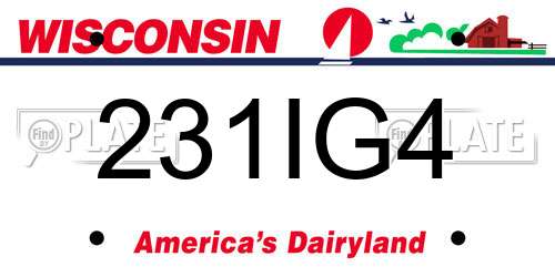 231IG4 Wisconsin License Plate