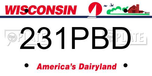 231PBD Wisconsin License Plate