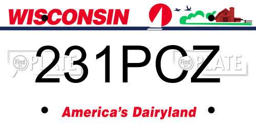 231PCZ Wisconsin License Plate