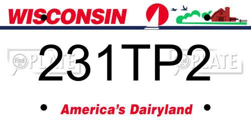 231TP2 Wisconsin License Plate