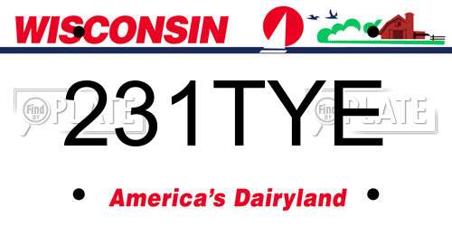 231TYE Wisconsin License Plate