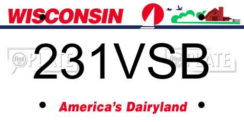 231VSB Wisconsin License Plate