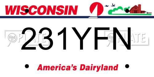 231YFN Wisconsin License Plate