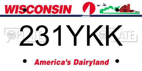 231YKK Wisconsin License Plate
