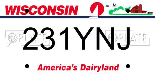 231YNJ Wisconsin License Plate