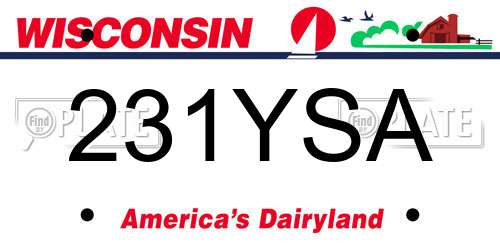 231YSA Wisconsin License Plate