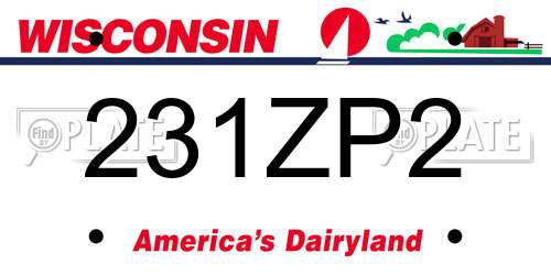 231ZP2 Wisconsin License Plate