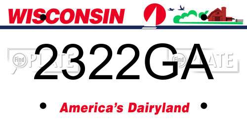 2322GA Wisconsin License Plate