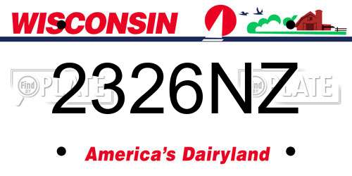 2326NZ Wisconsin License Plate
