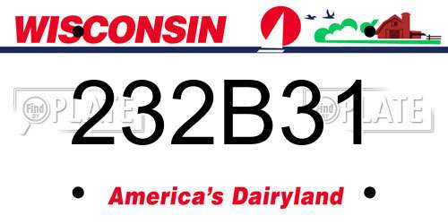 232B31 Wisconsin License Plate