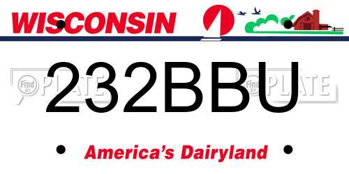 232BBU Wisconsin License Plate