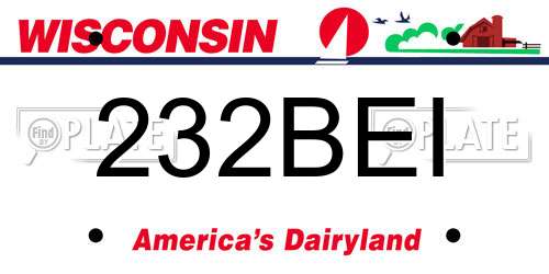 232BEI Wisconsin License Plate