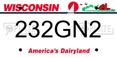 232GN2 Wisconsin License Plate
