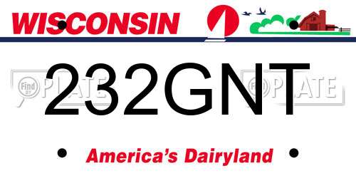 232GNT Wisconsin License Plate