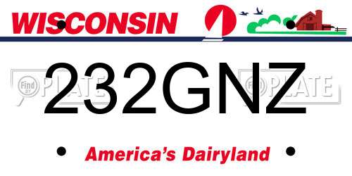 232GNZ Wisconsin License Plate