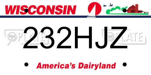 232HJZ Wisconsin License Plate