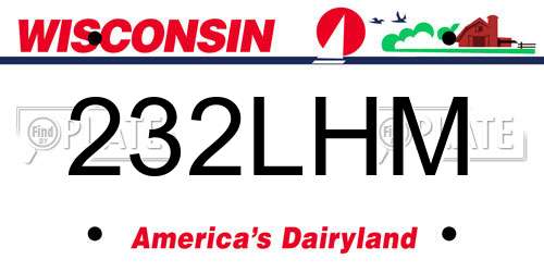 232LHM Wisconsin License Plate
