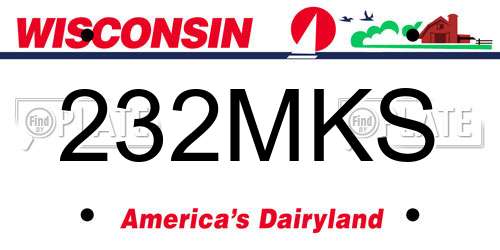 232MKS Wisconsin License Plate