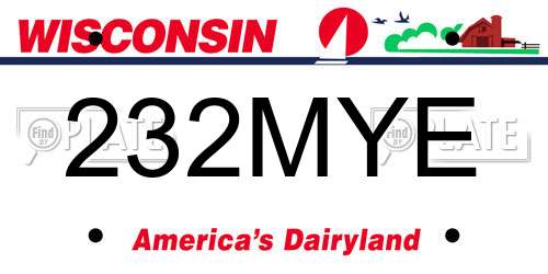 232MYE Wisconsin License Plate