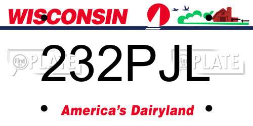 232PJL Wisconsin License Plate