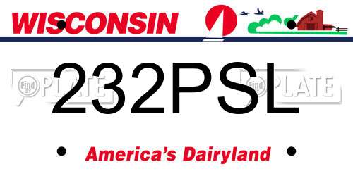 232PSL Wisconsin License Plate