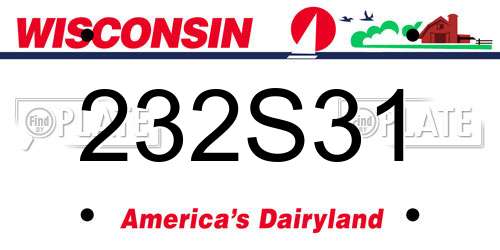 232S31 Wisconsin License Plate