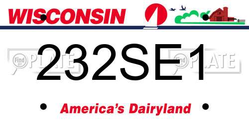 232SE1 Wisconsin License Plate