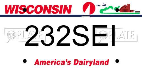 232SEI Wisconsin License Plate