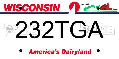 232TGA Wisconsin License Plate