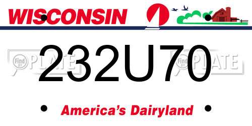 232U70 Wisconsin License Plate