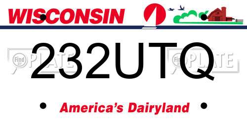 232UTQ Wisconsin License Plate