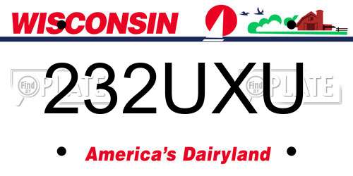 232UXU Wisconsin License Plate