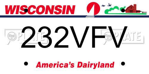 232VFV Wisconsin License Plate