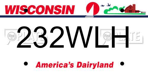 232WLH Wisconsin License Plate