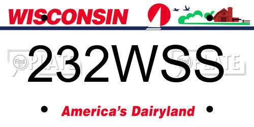 232WSS Wisconsin License Plate