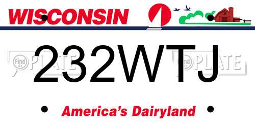 232WTJ Wisconsin License Plate
