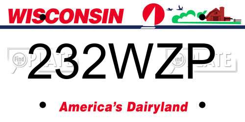 232WZP Wisconsin License Plate
