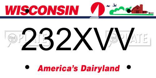 232XVV Wisconsin License Plate