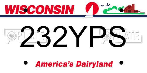 232YPS Wisconsin License Plate