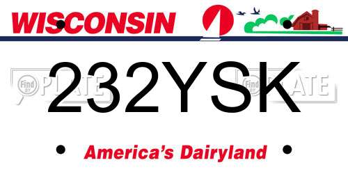 232YSK Wisconsin License Plate