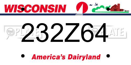 232Z64 Wisconsin License Plate