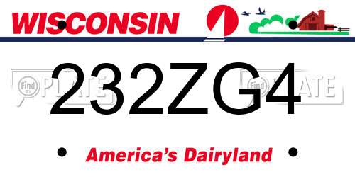 232ZG4 Wisconsin License Plate