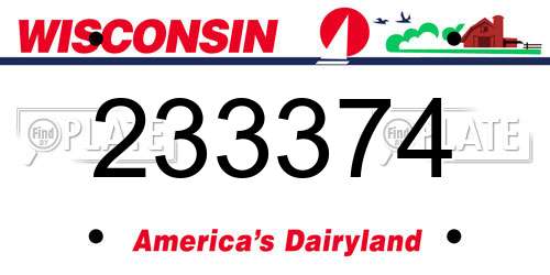 233374 Wisconsin License Plate