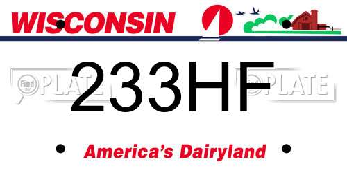 233HF Wisconsin License Plate